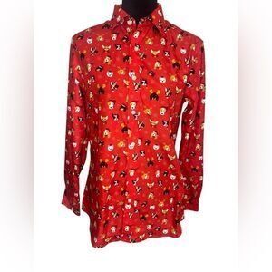 SIMON BANKS CHRISTMAS FESTIVE HOLIDAY PARTY SANTA CLAUS DOG BUTTON UP MENS SMALL